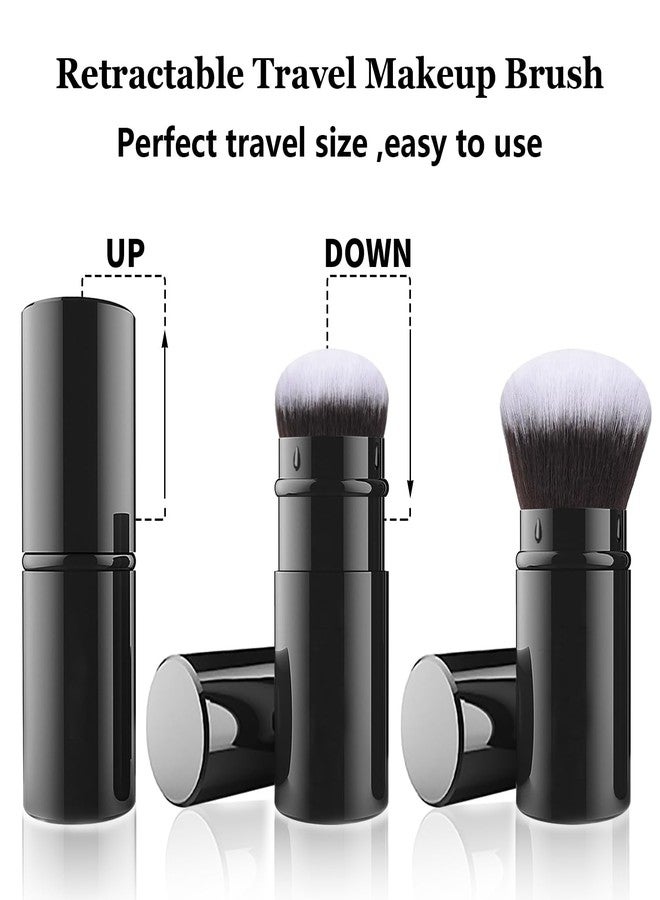 Falliny Retractable Makeup Brush, Travel Kabuki Face Blush Brush, Portable Powder Foundation Sunscreen Brush with Cover for Blush, Bronzer, Buffing, Flawless Powder Cosmetics - Image 2